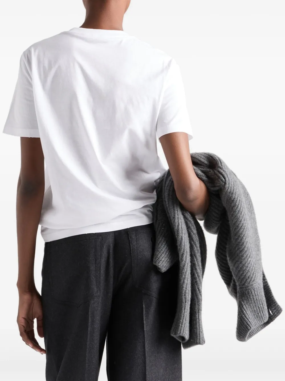 Prada T-shirt met emaille triangel logo Wit