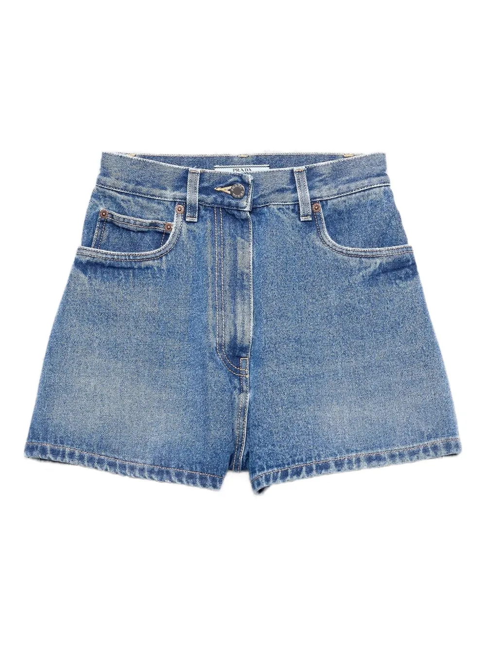Prada high-rise patch-pocket denim shorts | Blue | Image 1
