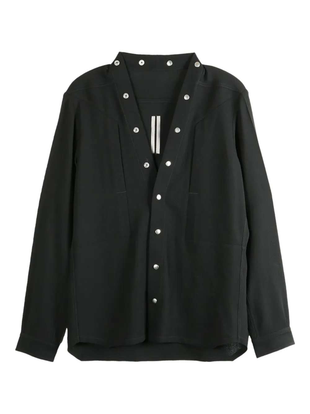 Rick Owens Mens Black Larry Fogpocket V-neck Relaxed-fit Woven-blend Shirt In Black