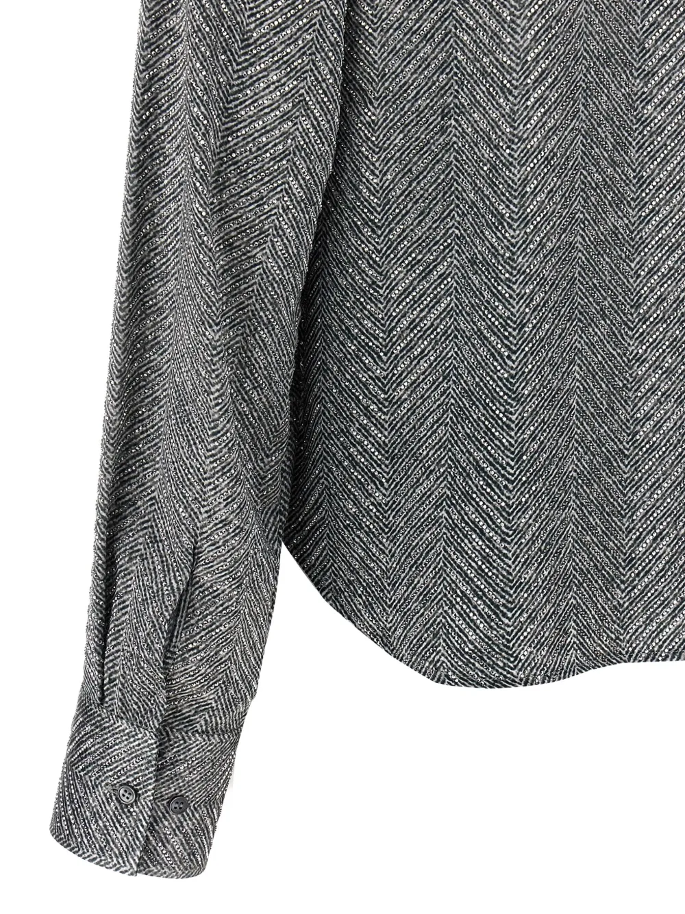 Ermanno Scervino Herringbone Shirt Adorned With Rhinestone Details