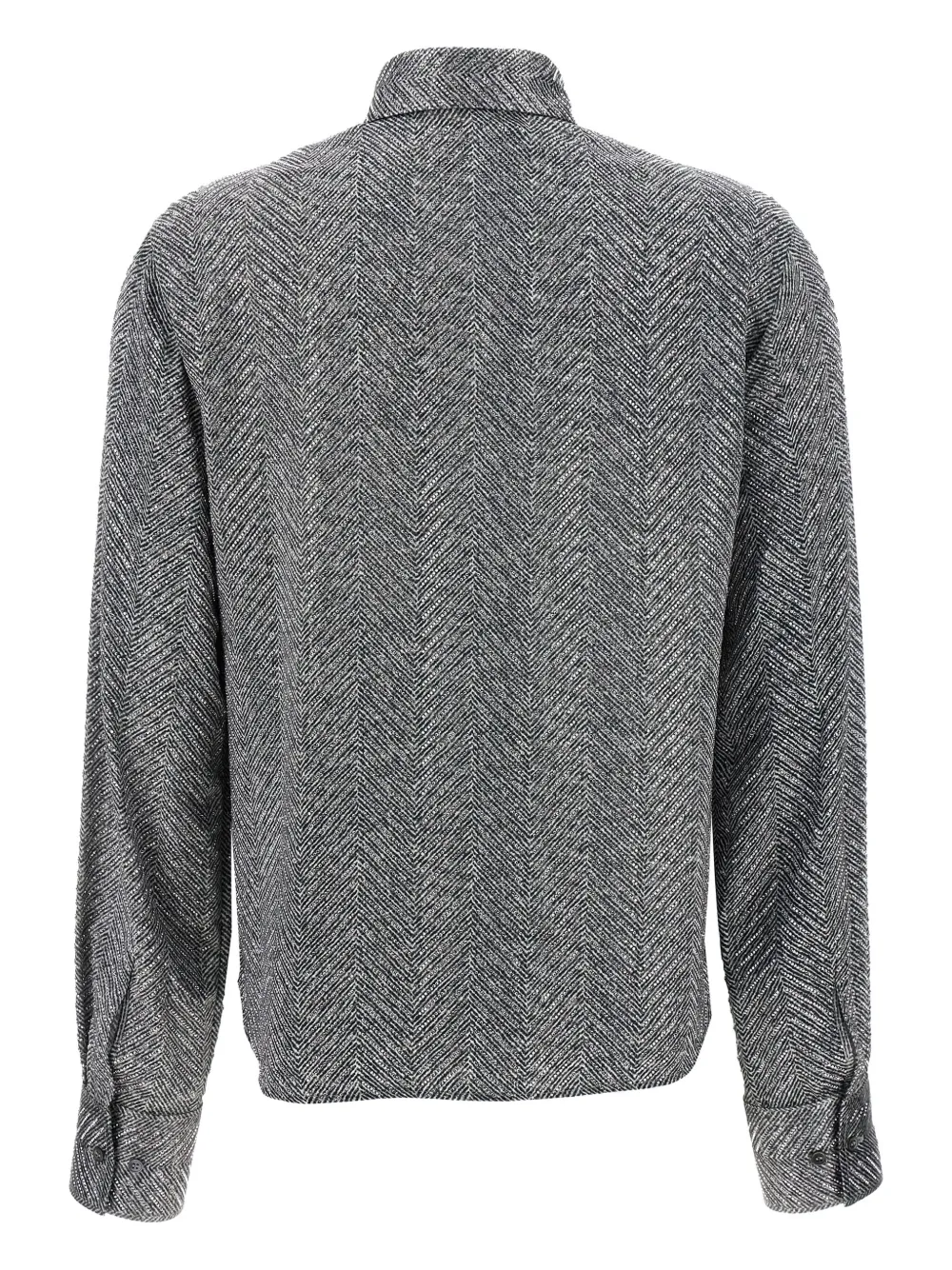 Ermanno Scervino Herringbone Shirt Adorned With Rhinestone Details