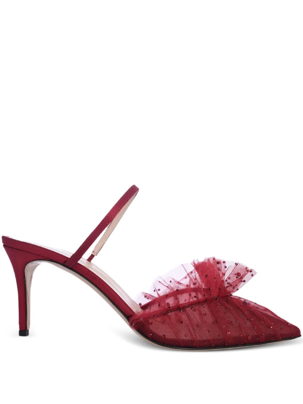 Andrea Wazen  75mm Franca ruffled mules | Red | Image 1