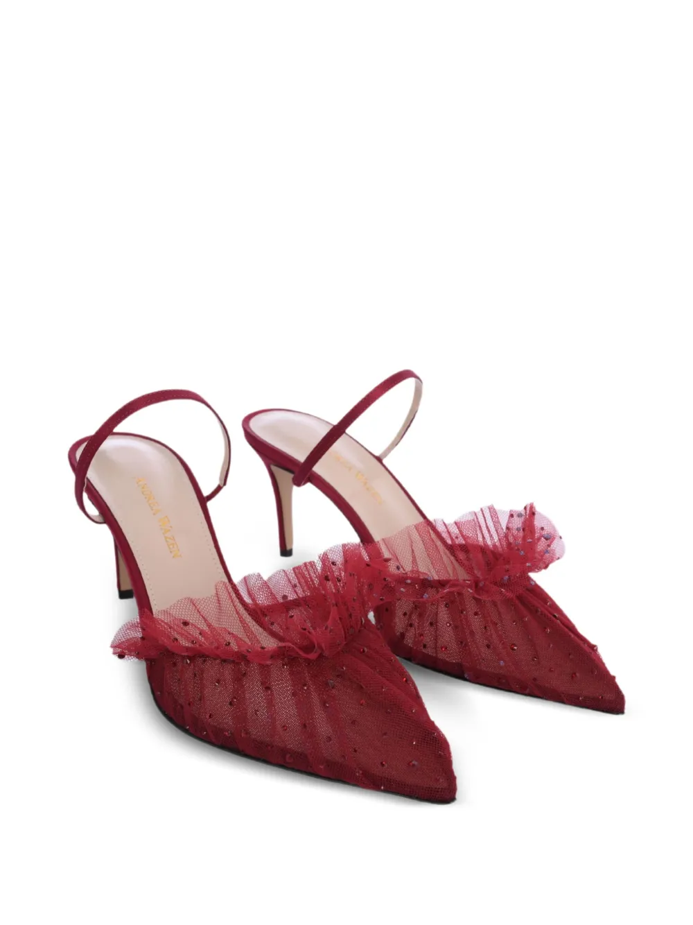 Andrea Wazen  75mm Franca ruffled mules | Heeled Mules | Image 2