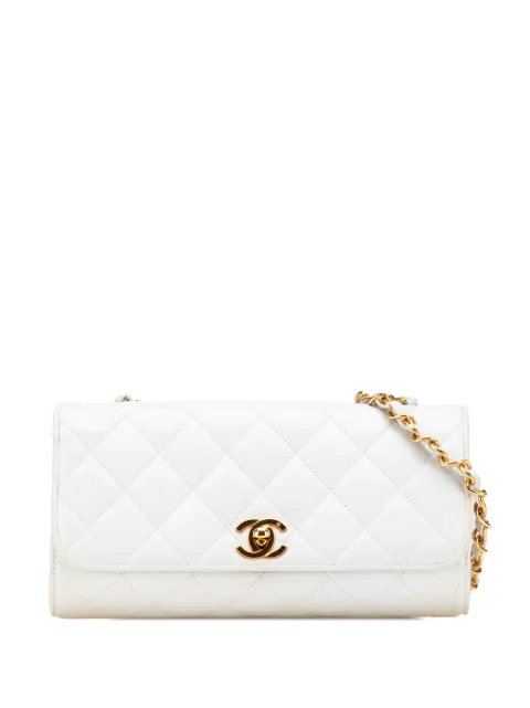 CHANEL Pre-Owned 1994-1996 Small CC Quilted Lambskin Flap Clutch on Chain crossbody bag