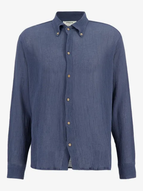 SPIRITUM TULUM button-down cotton-gauze shirt