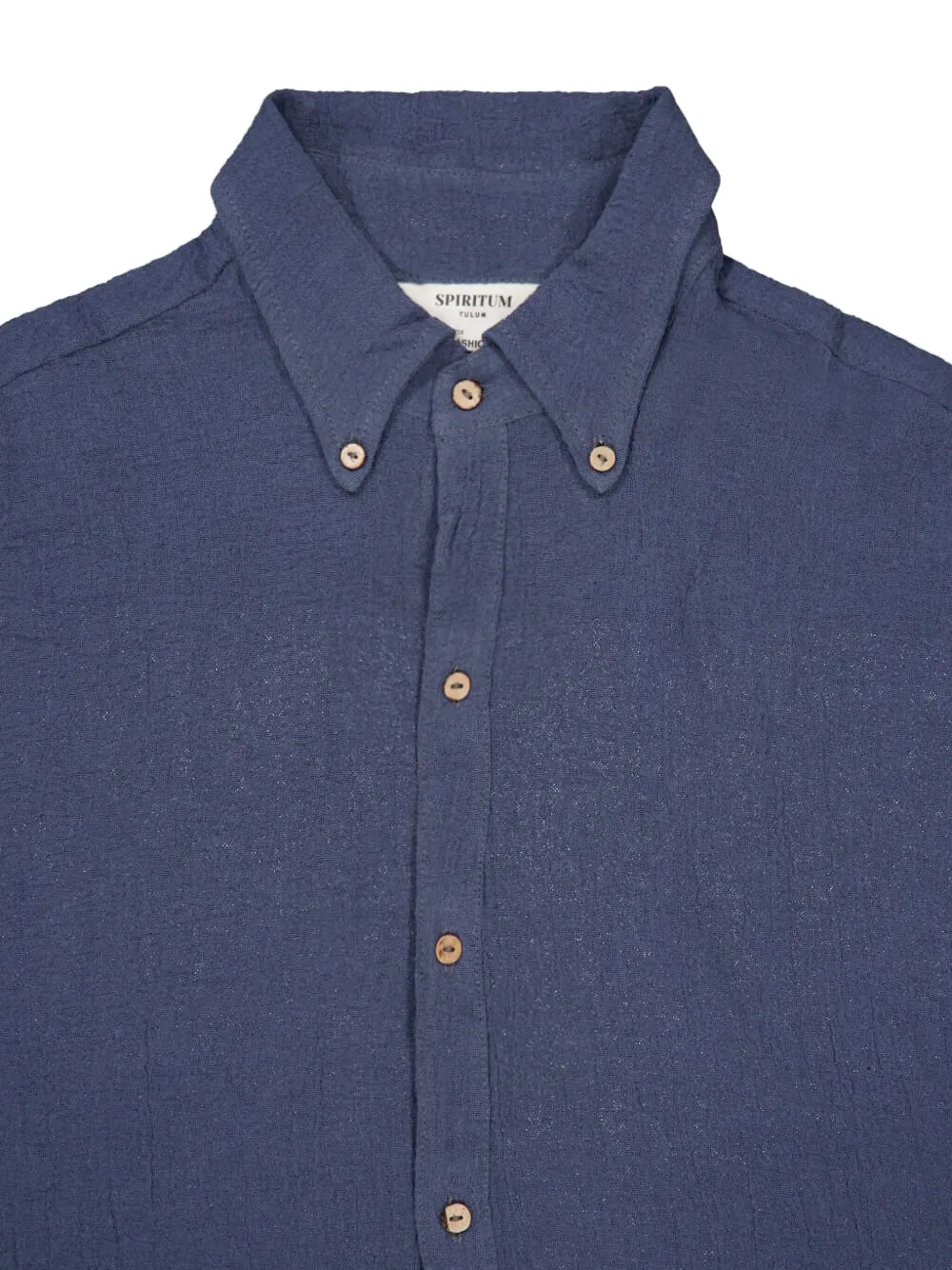 Spiritum Tulum Button-down Cotton-gauze Shirt In Blue
