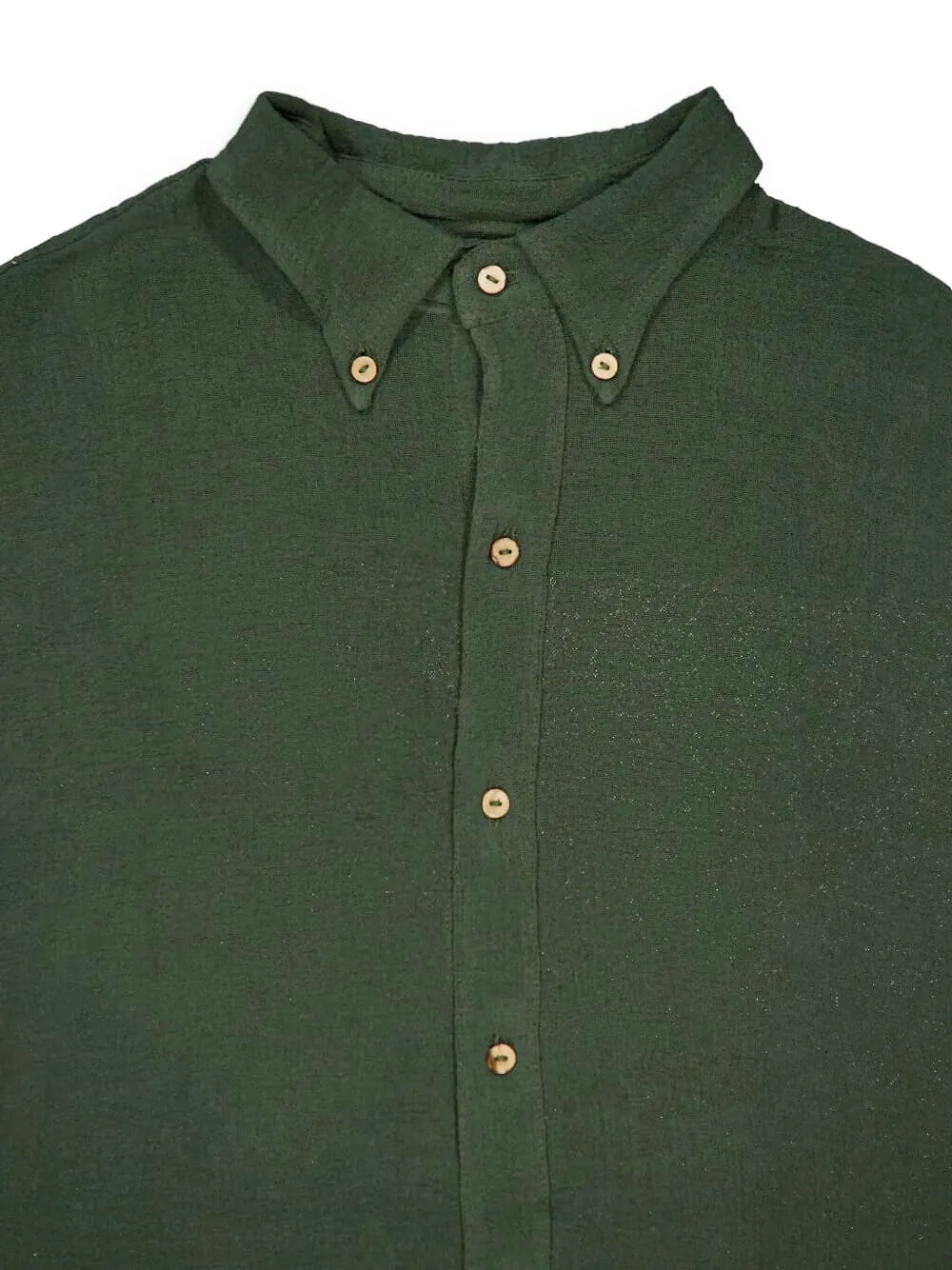 Spiritum Tulum Button-down Collar Cotton-gauze Shirt In Green