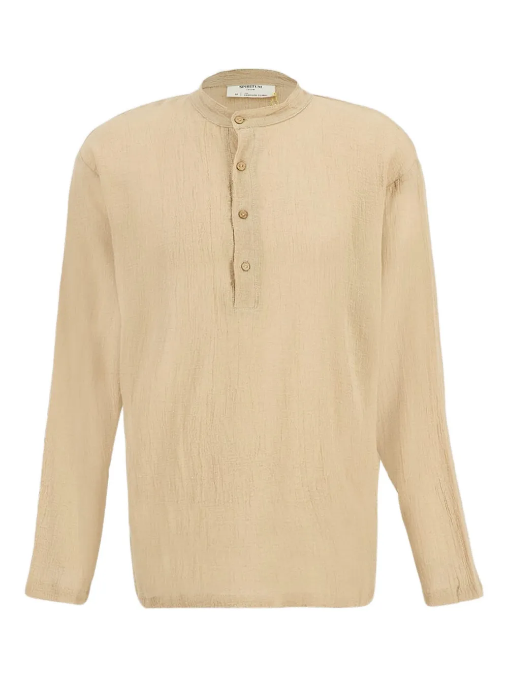 SPIRITUM TULUM button-up cotton- gauze T-shirt | Brown | Image 1