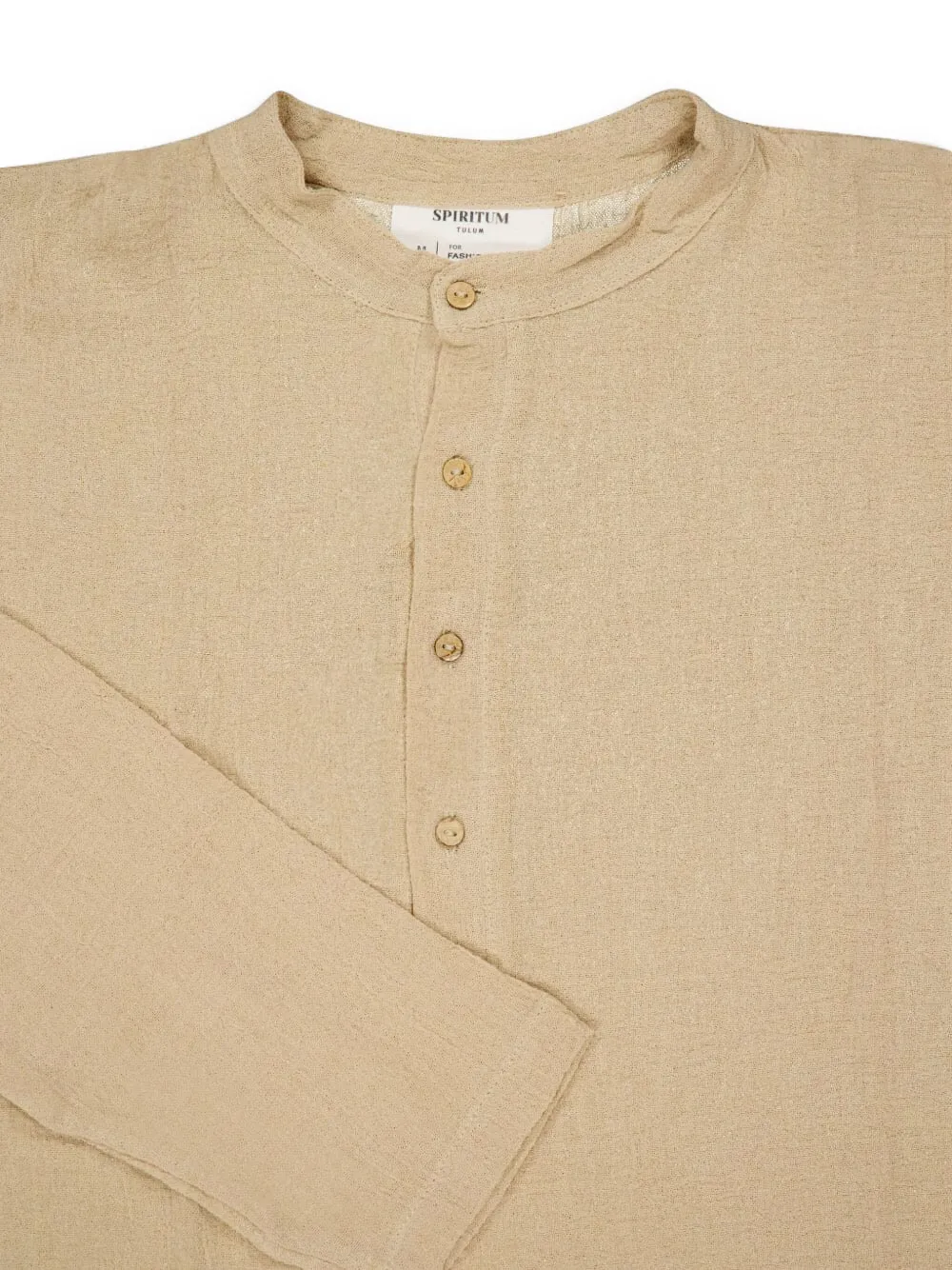 Spiritum Tulum Button-up Cotton- Gauze T-shirt In Nude
