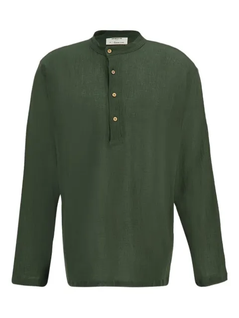 SPIRITUM TULUM button-down cotton-gauze shirt