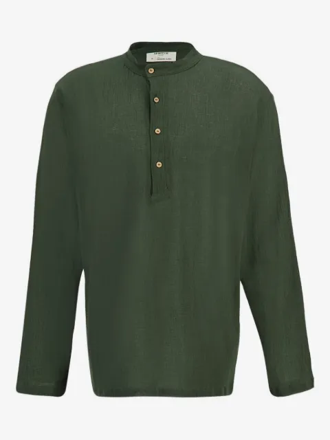 SPIRITUM TULUM button-down cotton-gauze shirt