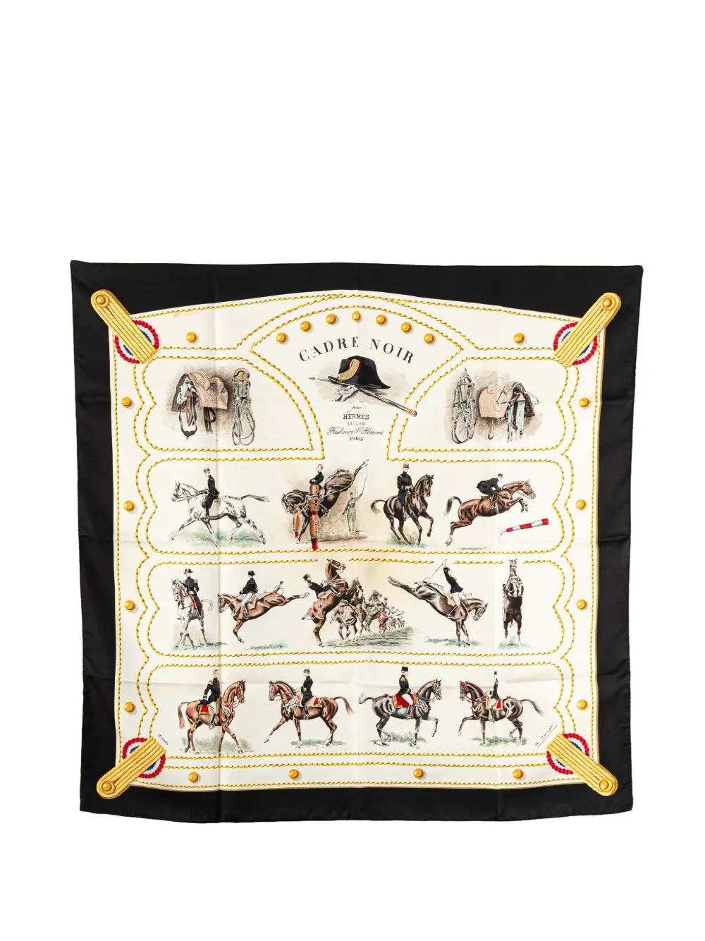 Hermès Pre-Owned 20th Century Cadre Noir Silk Scarf scarves | Black | Image 1