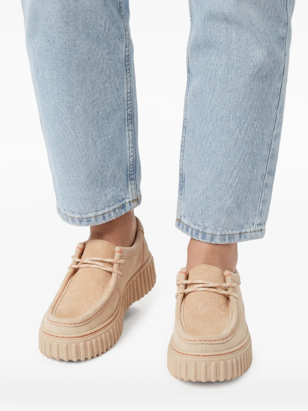 Clarks Torhill derby schoenen met plateauzool en textuur Beige