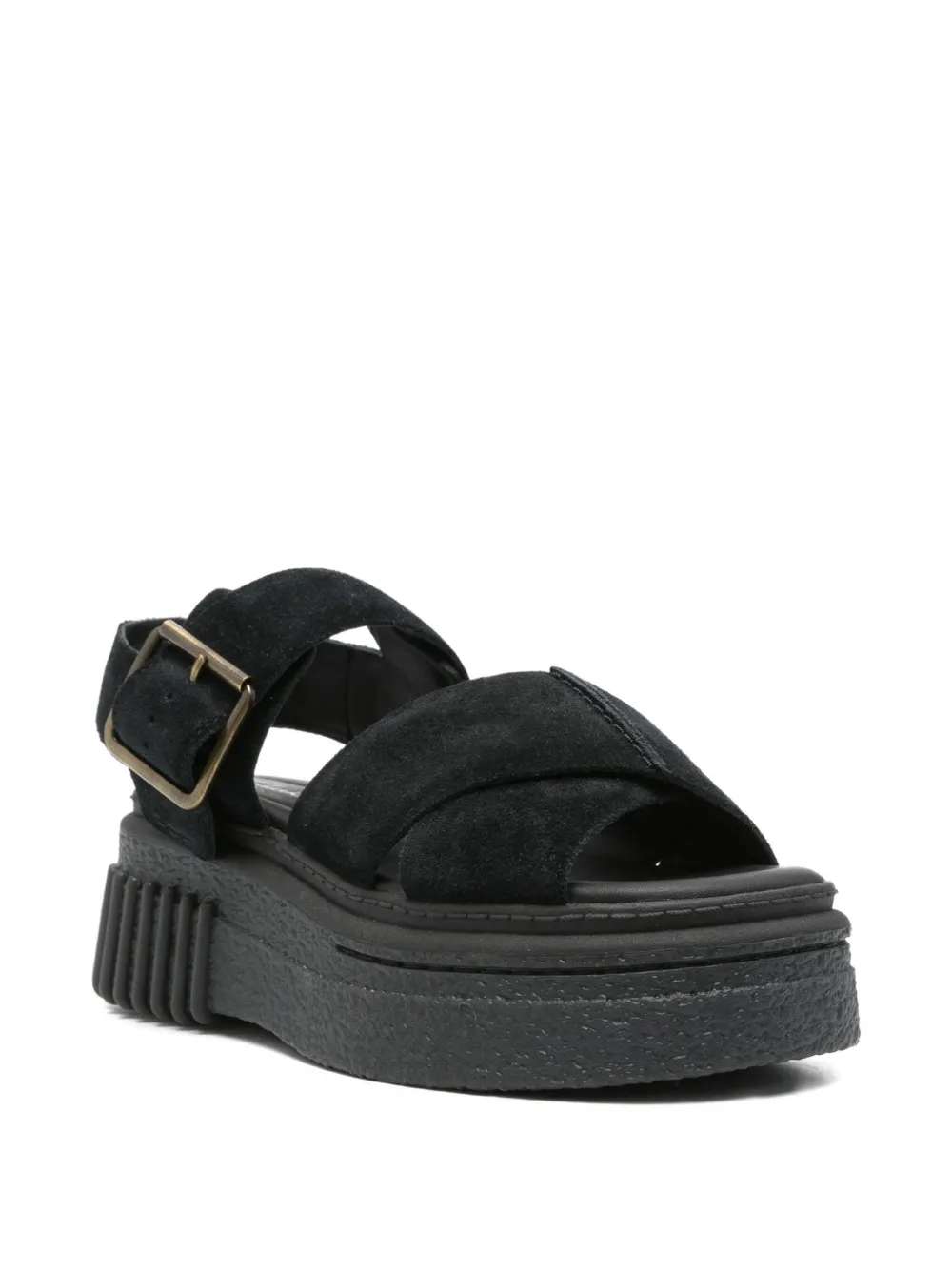 Clarks 50mm Evamar buckle-fastening platform sandals Black