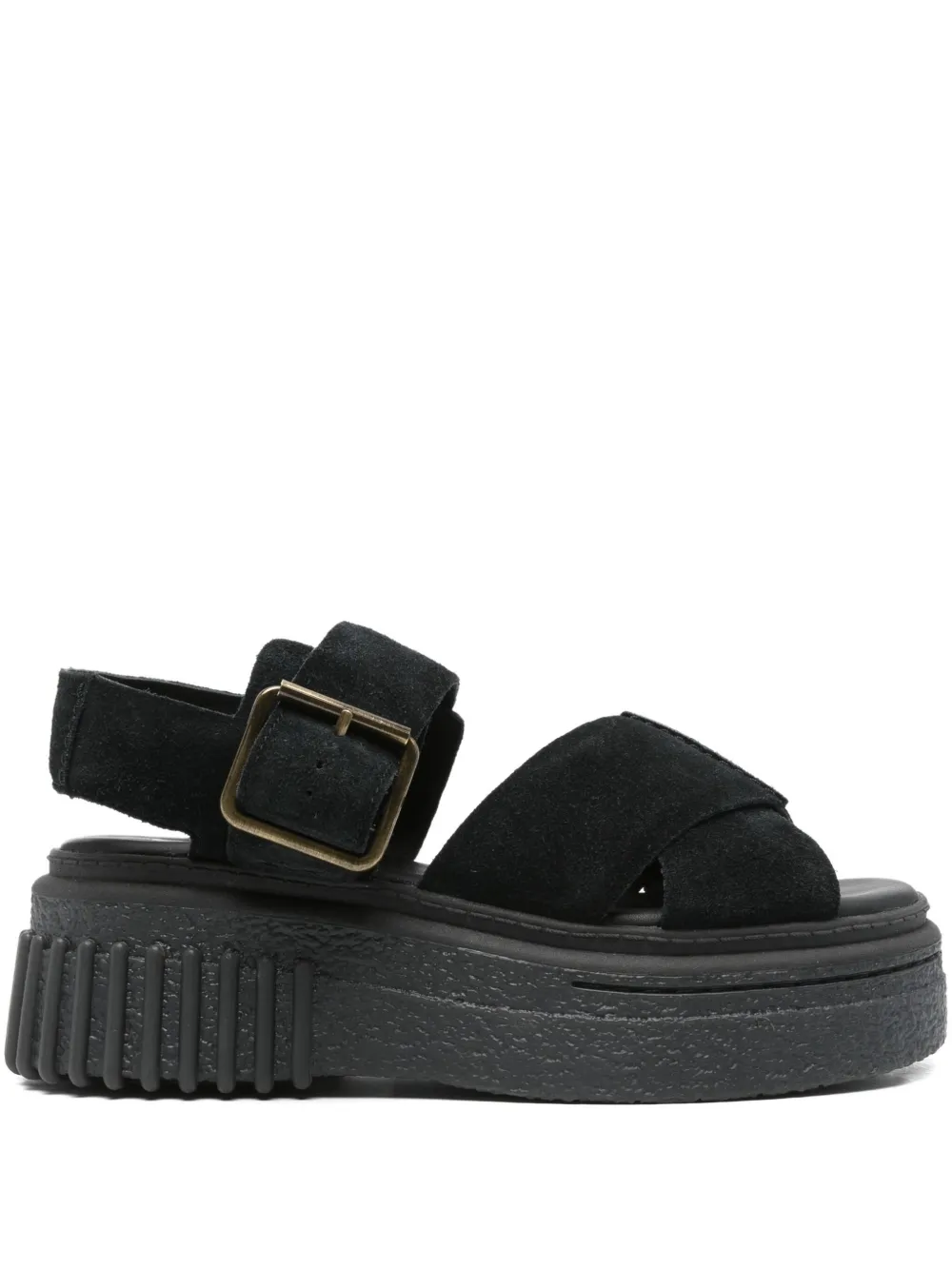 Clarks 50mm Evamar buckle-fastening platform sandals Black
