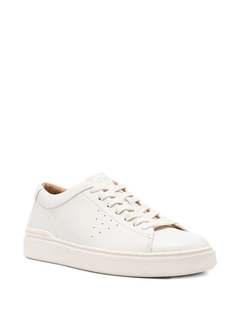 Clarks Craft leather perforated sneakers Wit