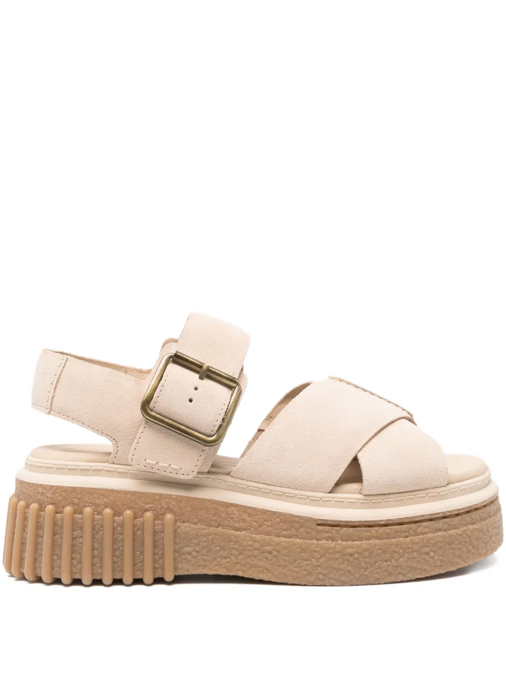 Clarks 50mm Evamar buckle-fastening platform sandals Neutrals