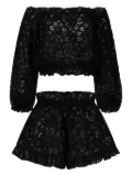PARAMIDONNA Luna lace-embellished ruffled beach set - Black