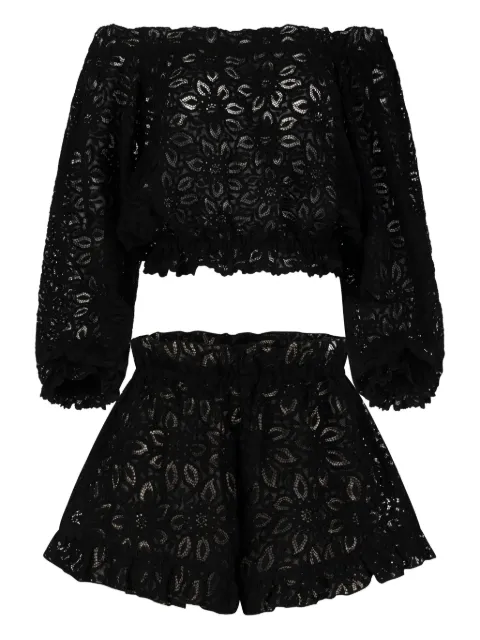 PARAMIDONNA Luna lace-embellished ruffled beach set