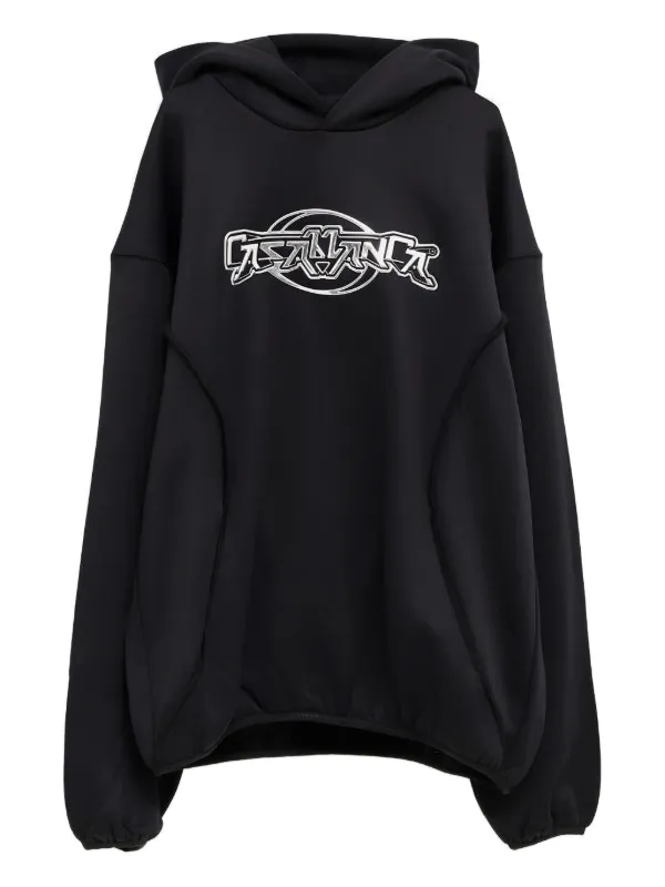 Casablanca Panelled Logo Hoodie in Black