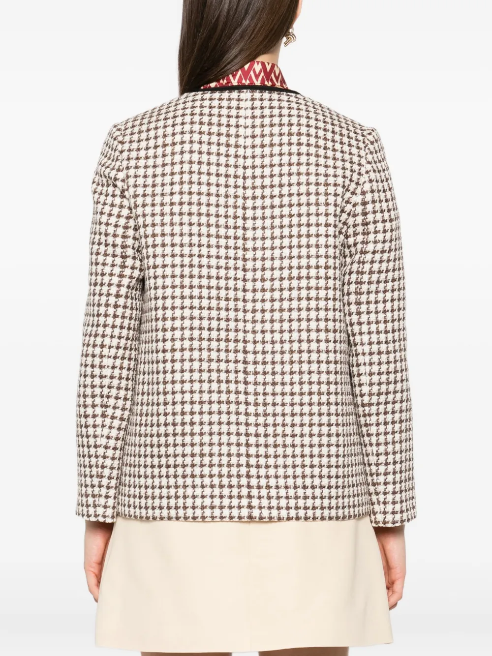 Valentino Garavani Tweed jack met pied-de-poule patroon Beige