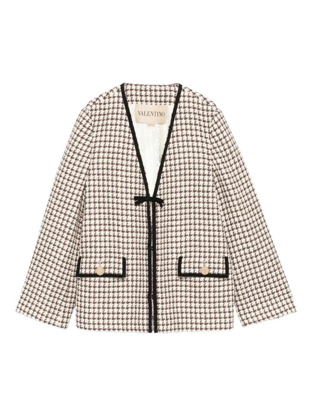 Valentino Garavani tweed houndstooth-pattern jacket - ニュートラル Valentino Garavani tweed houndstooth-pattern jacket - ニュートラル