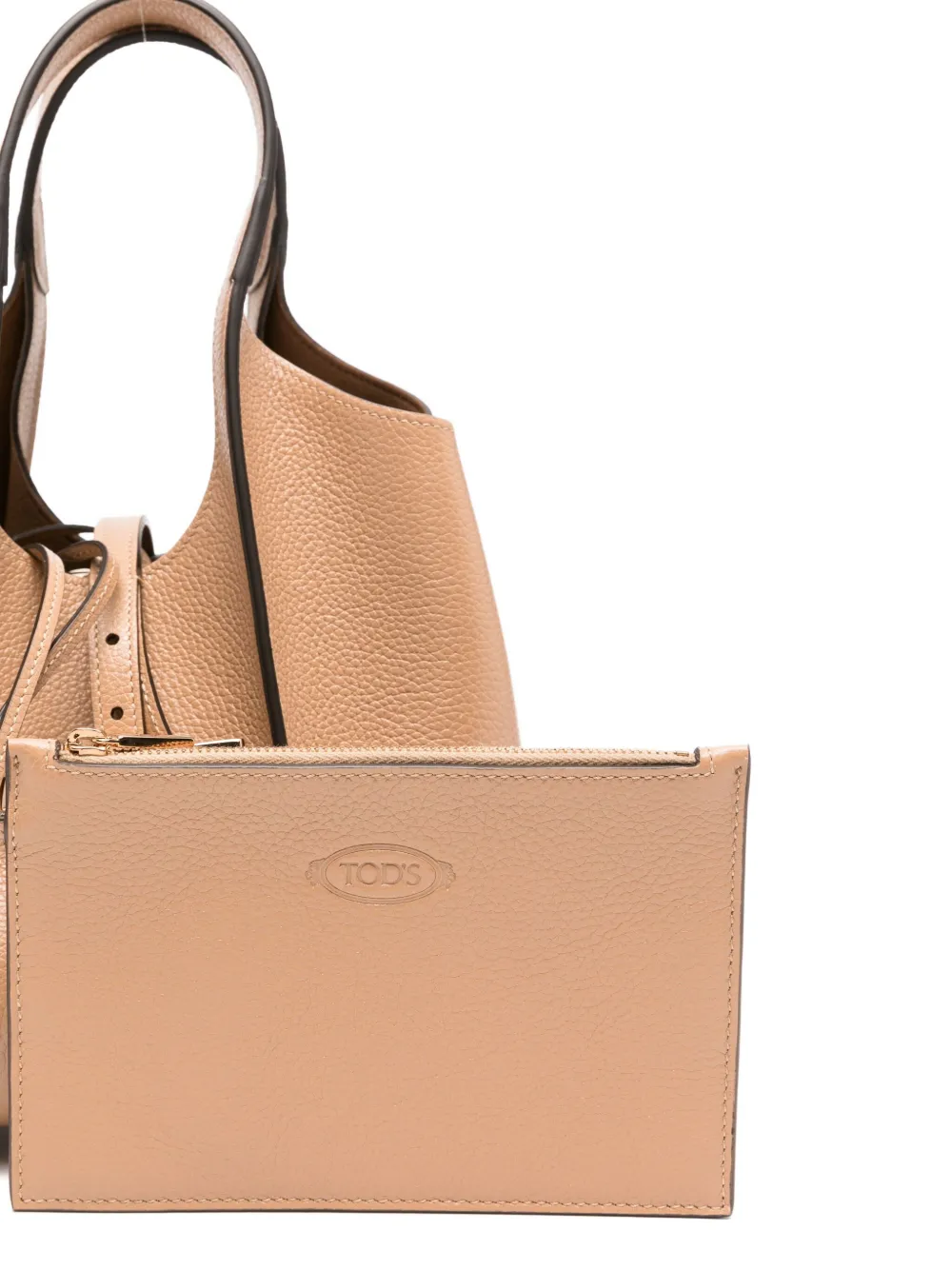 Tod's Kleine leren shopper met T-gesp Bruin