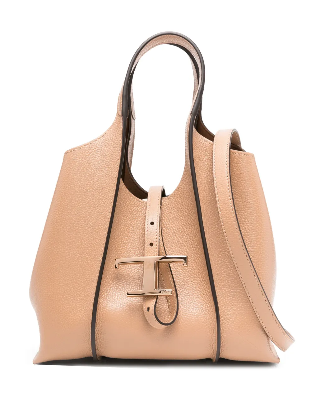 Tod's Kleine leren shopper met T-gesp Bruin