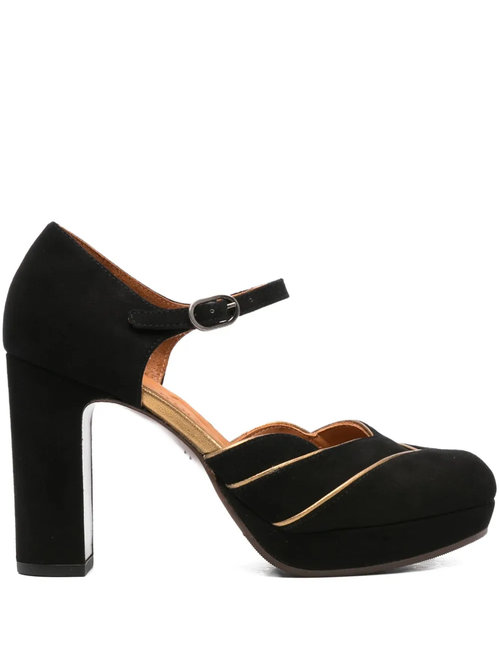 Chie Mihara 100mm platform gold-detail sandals Black
