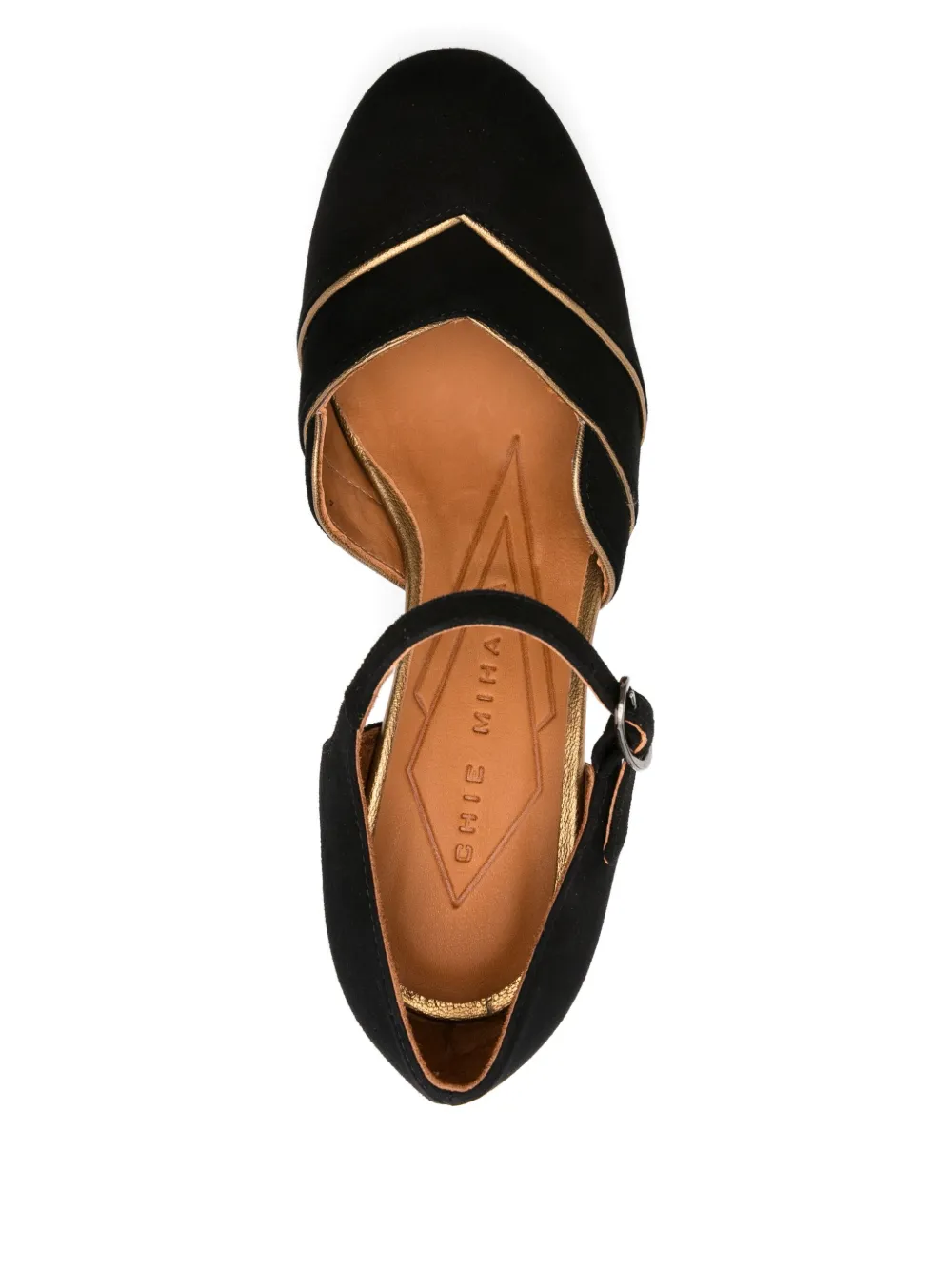 Chie Mihara 100mm platform gold-detail sandals Black