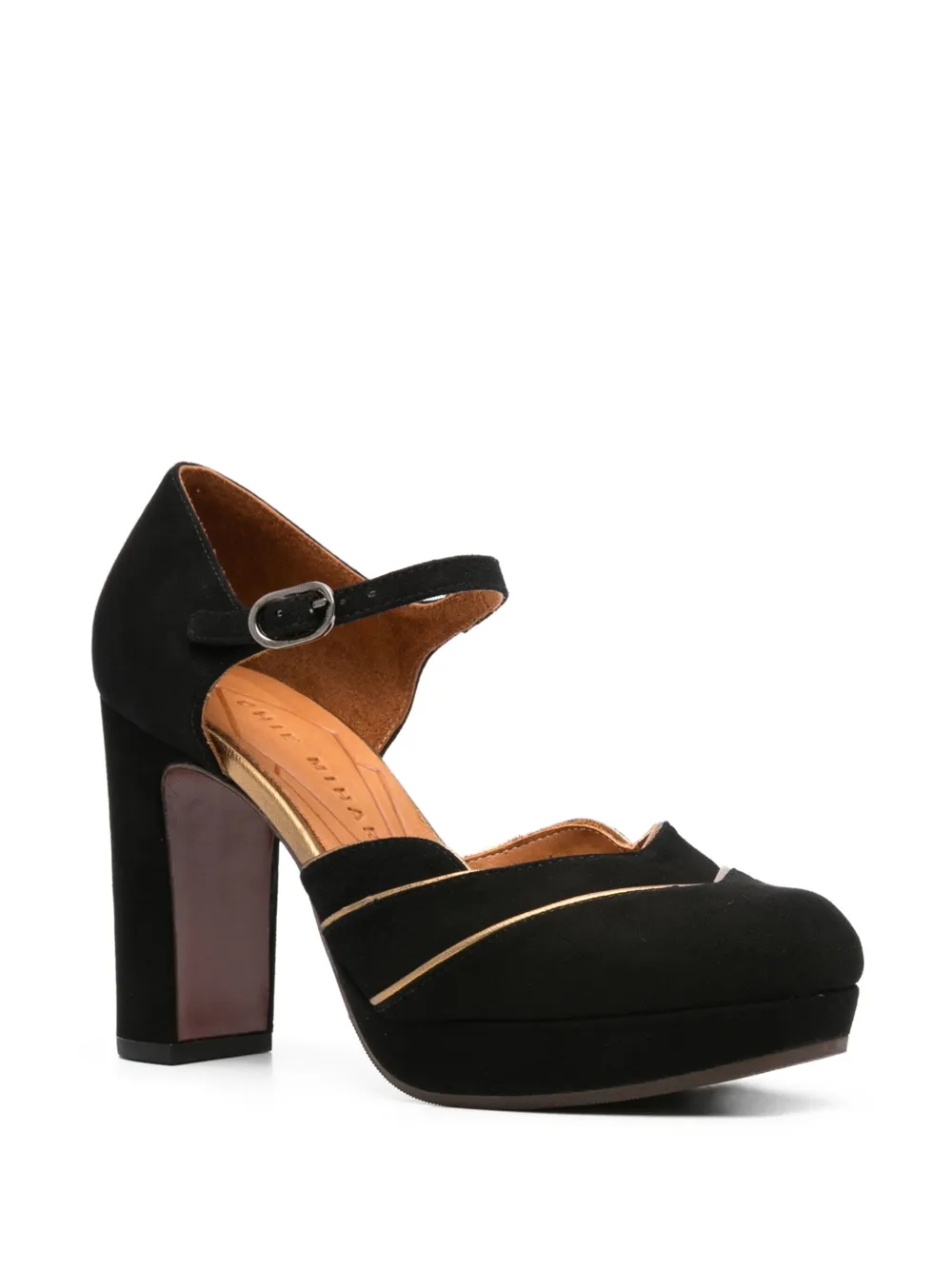 Chie Mihara 100mm platform gold-detail sandals Black