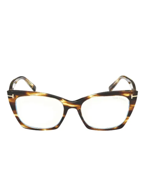 TOM FORD Eyewear Armação de óculo gatinho com efeito tartaruga