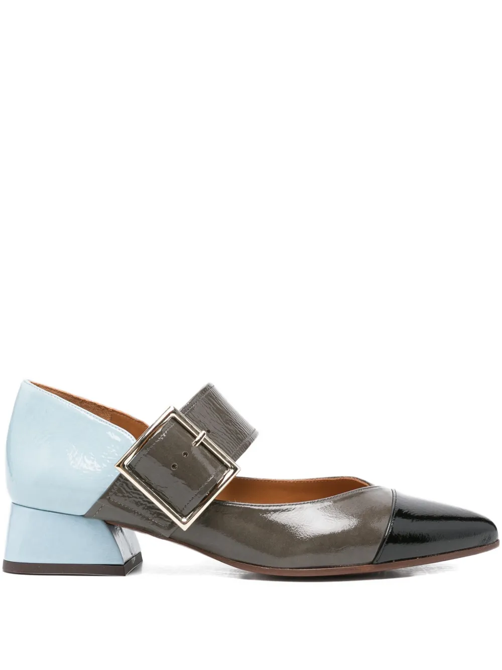 Chie Mihara 35mm buckle-strap block-heel pumps Blue
