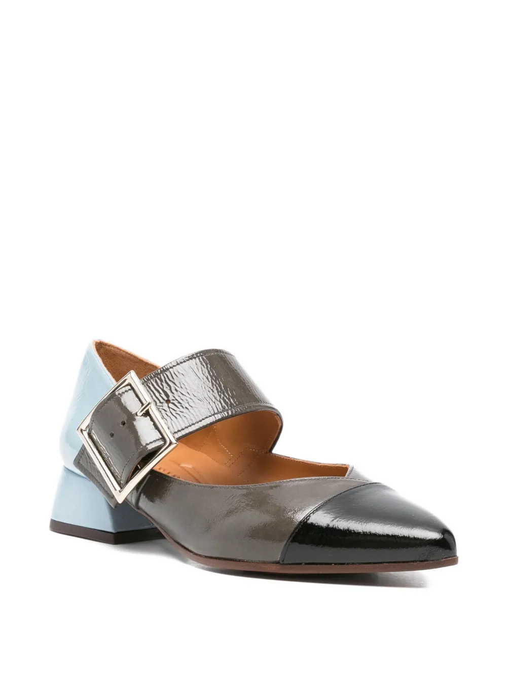 Chie Mihara 35mm buckle-strap block-heel pumps Blue