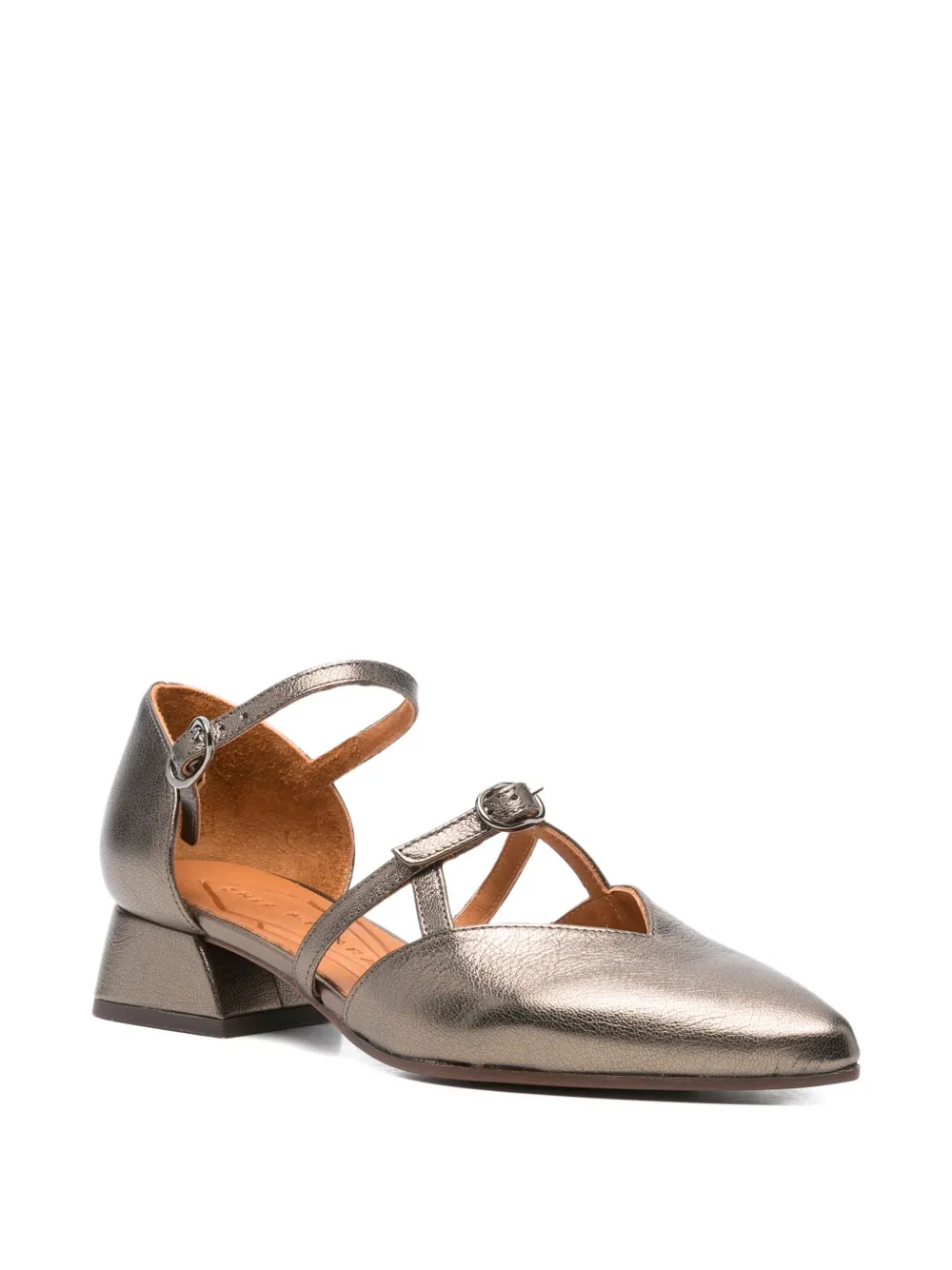 Chie Mihara 35mm buckle-strap pointed-toe pumps Brown