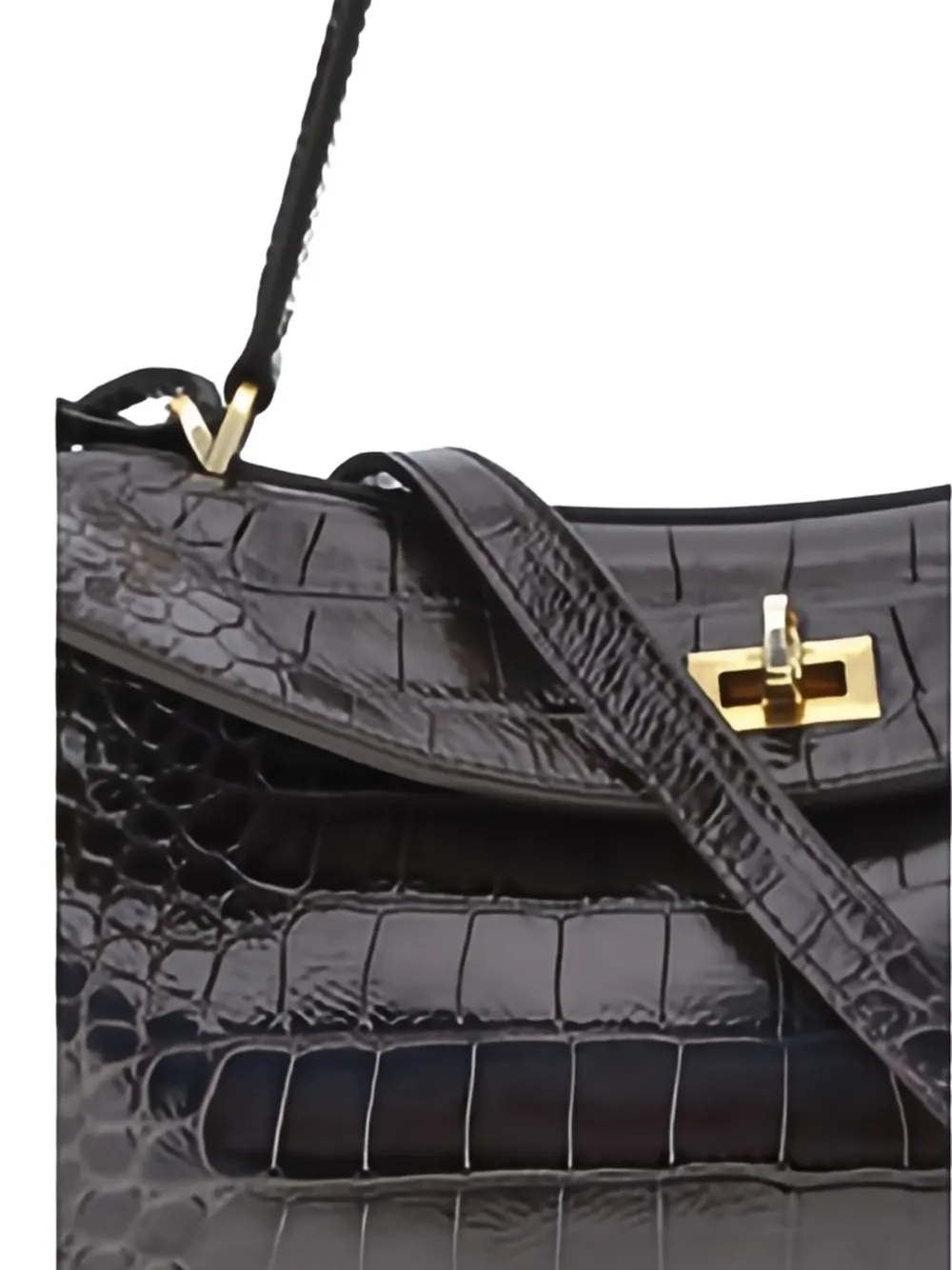 Balenciaga medium crocodile-effect shoulder bag Bruin