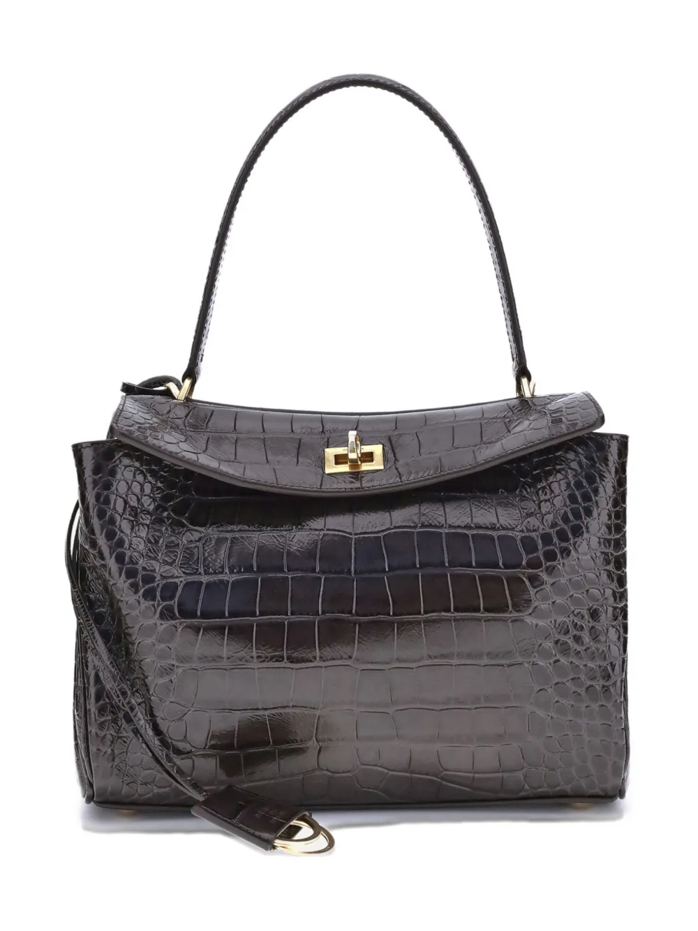 Balenciaga medium crocodile-effect shoulder bag Bruin