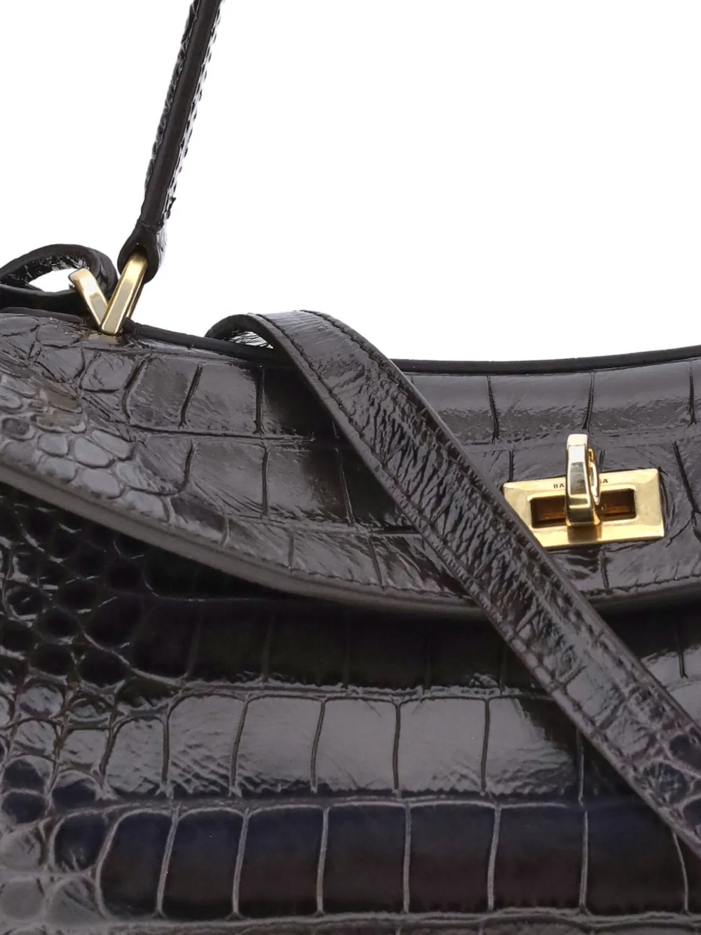Balenciaga medium crocodile-effect shoulder bag Bruin