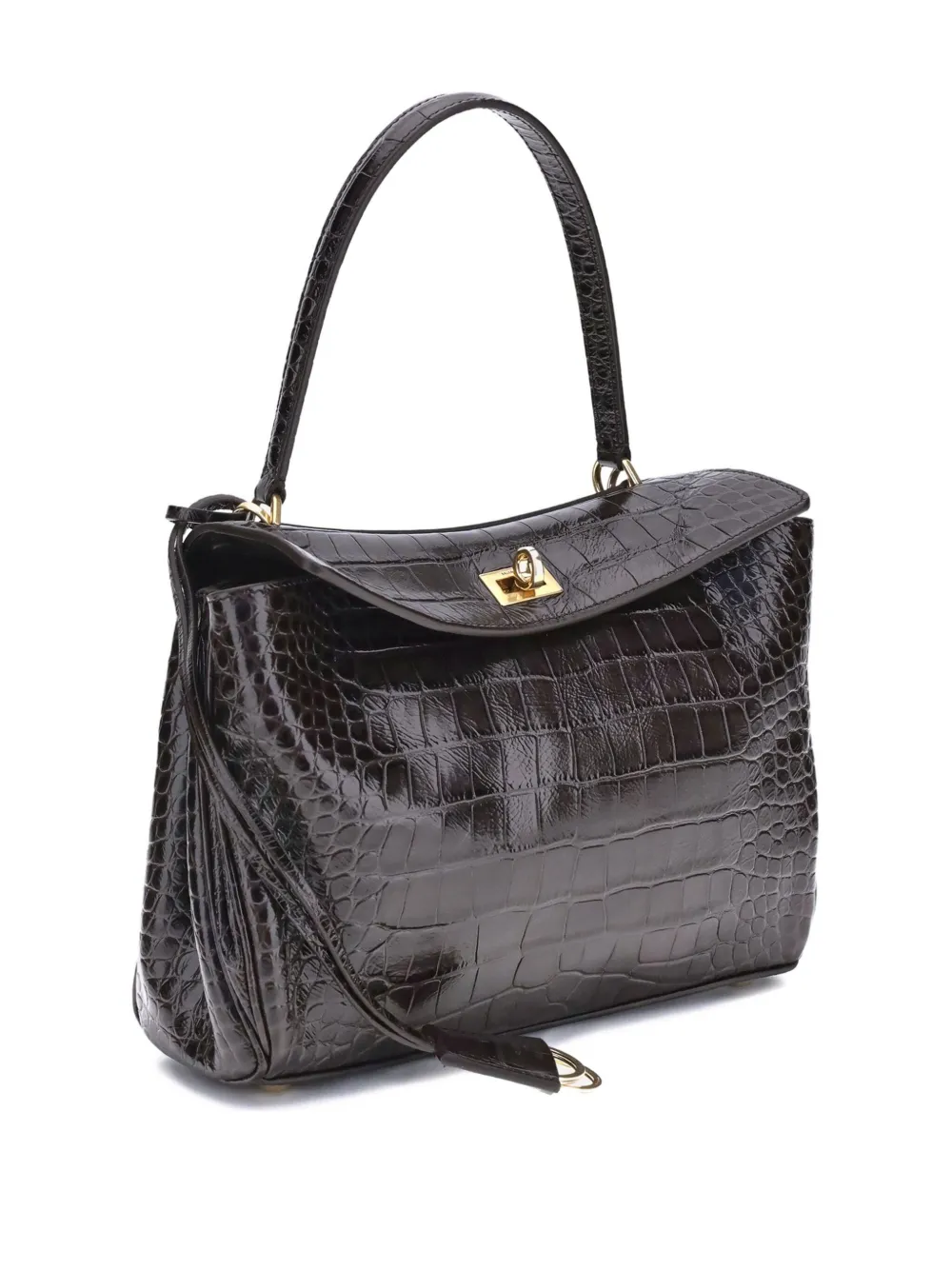 Balenciaga medium crocodile-effect shoulder bag Bruin