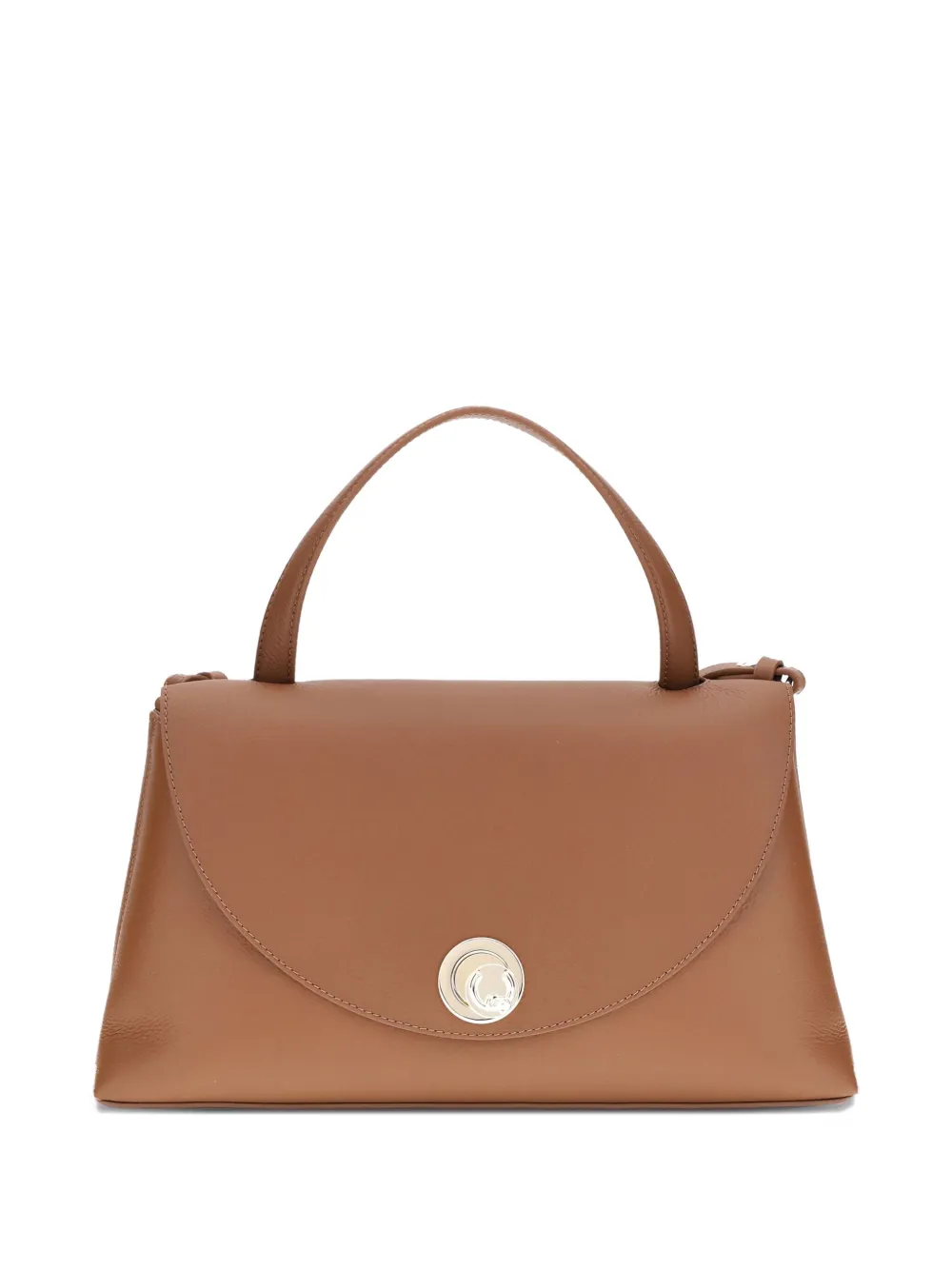 Coccinelle Nikla Curved-top Circular-detail Tote Bag In Brown