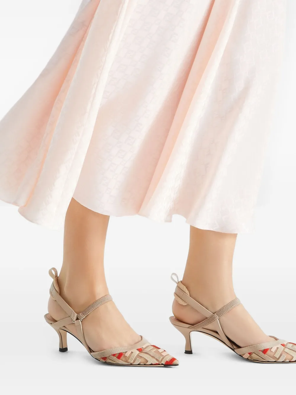 FENDI Colibrì FF-motif slingback pumps Neutrals