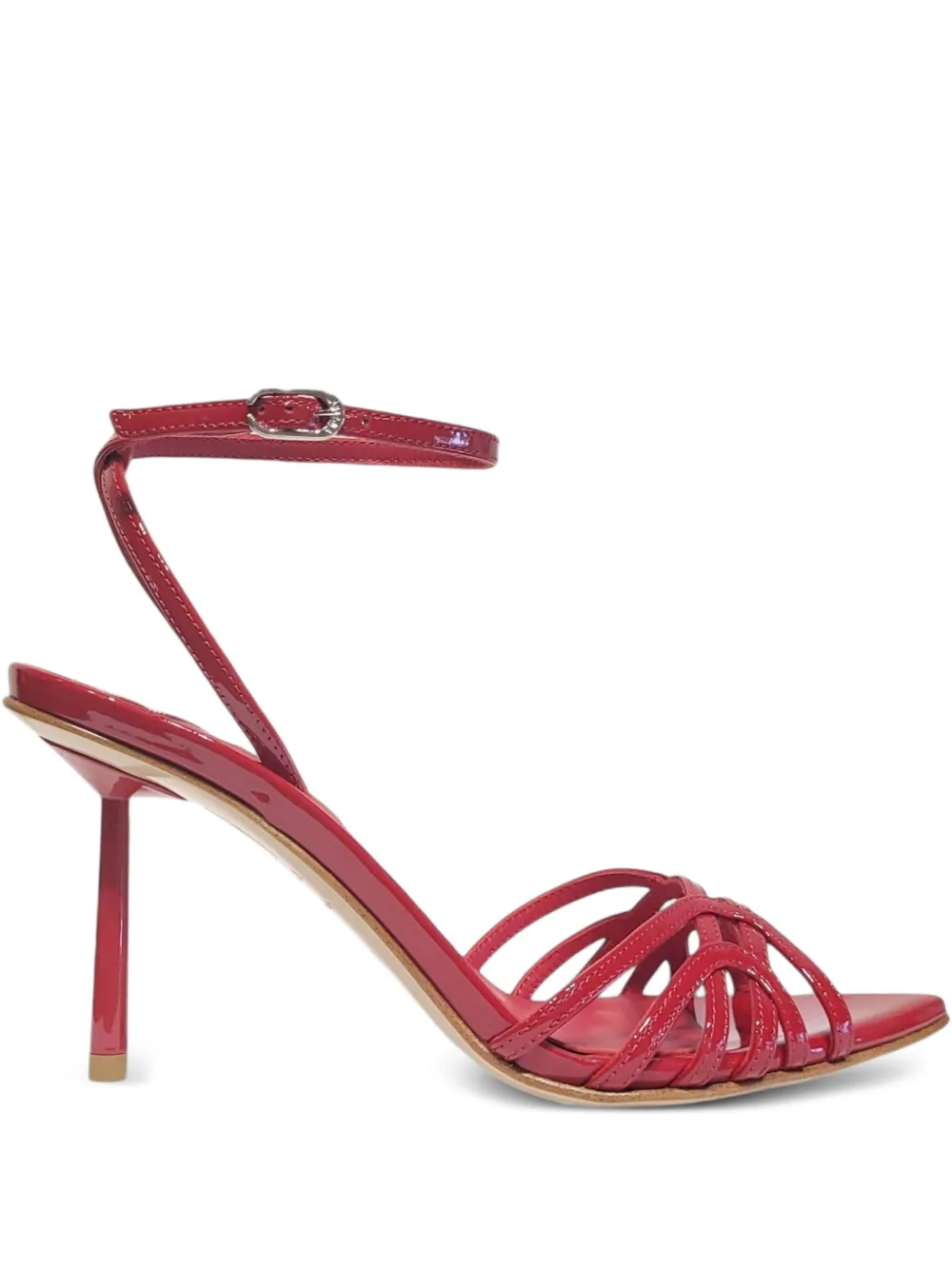 Le Silla 80mm Bella Patent-leather Ankle-strap Sandals In Red