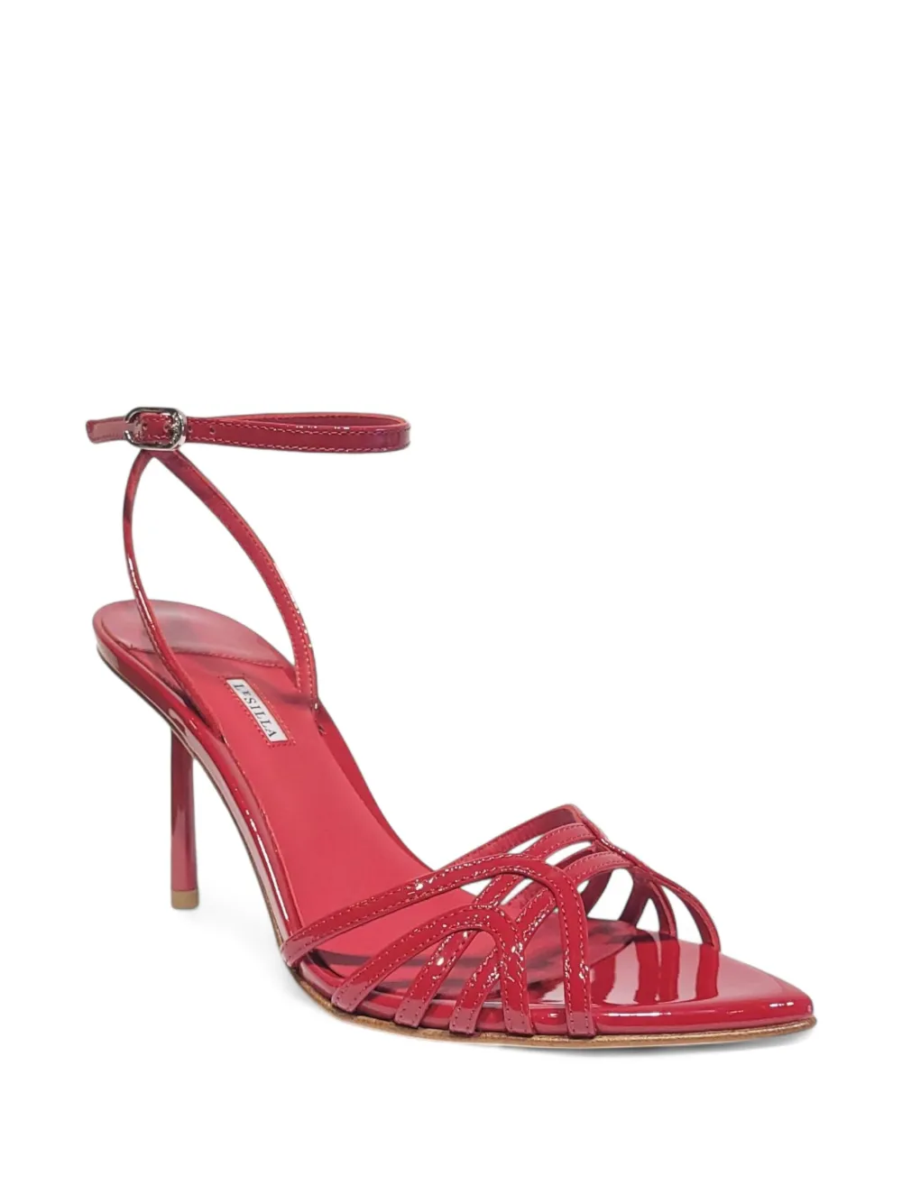 Le Silla 80mm Bella Patent-leather Ankle-strap Sandals In Red