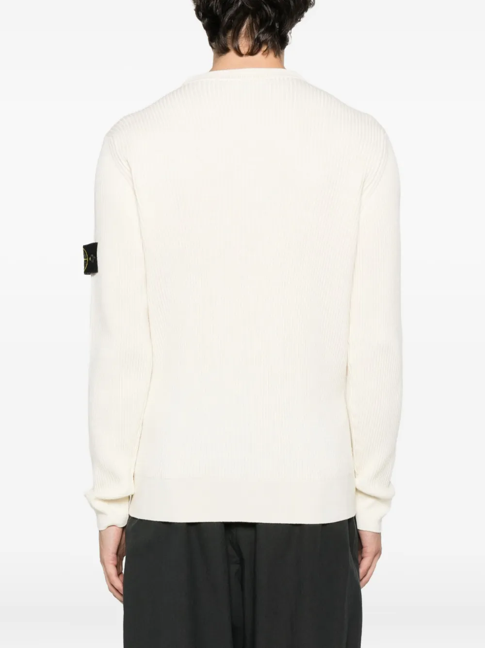 Stone Island Ribgebreide trui met logopatch Beige