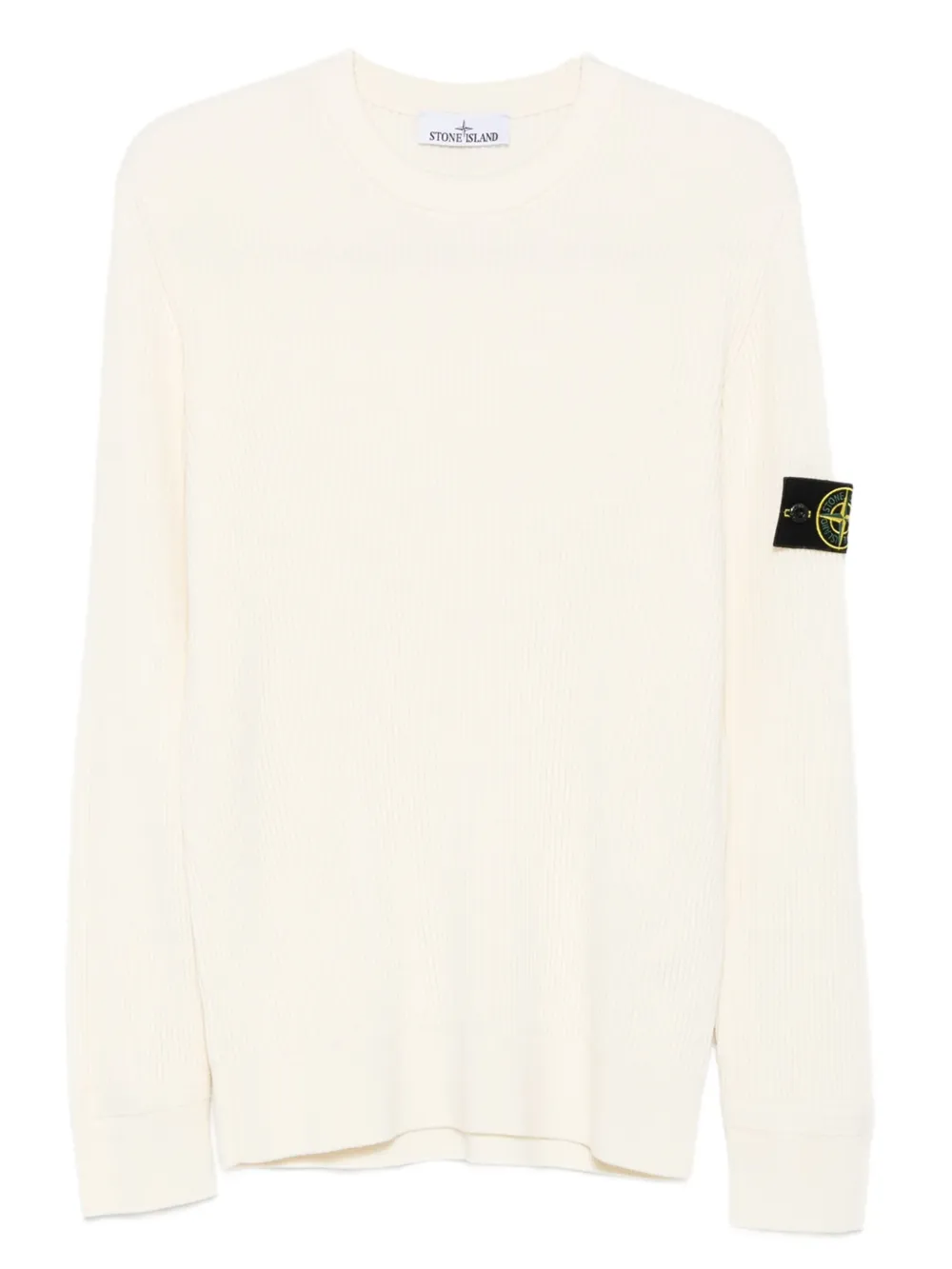 Stone Island ribbed-knit logo-patch sweater Beige
