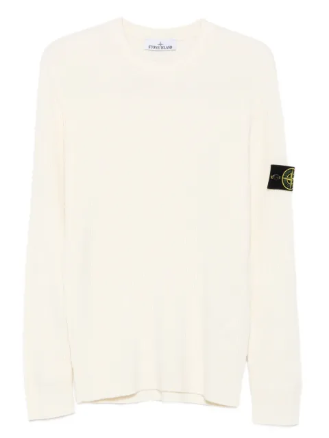 Stone Island ribbed-knit logo-patch sweater