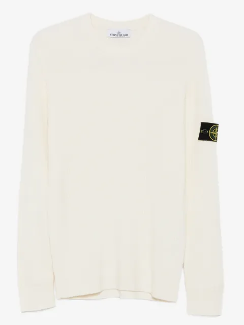 Stone Island suéter tejido de canalé con parche del logo