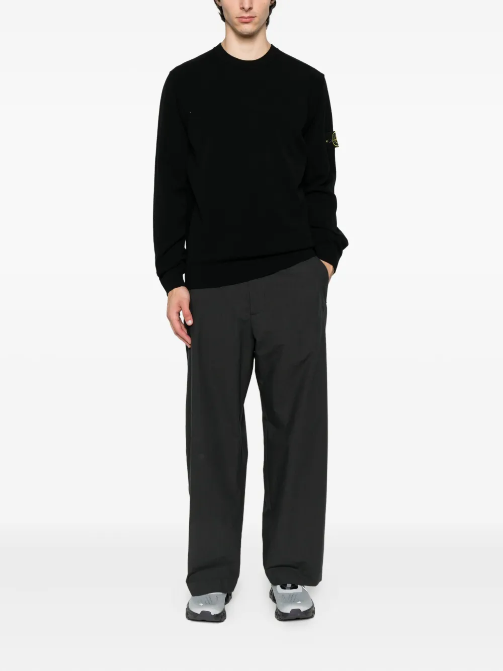 Stone Island Sweater met logopatch Zwart
