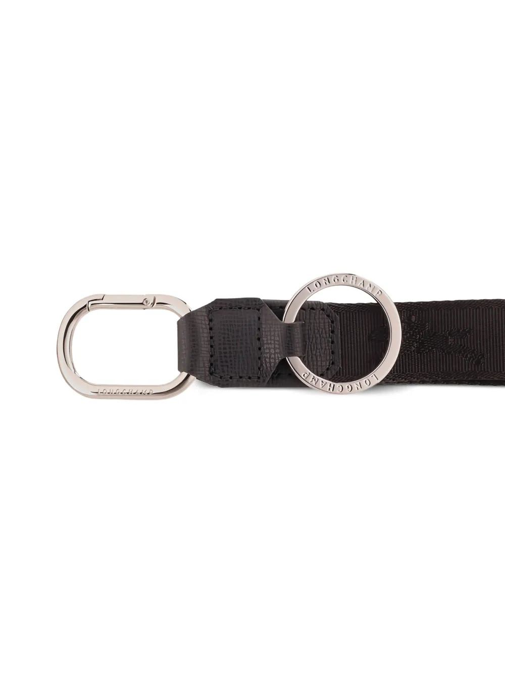Longchamp leather-trimmed logo keyring Zwart