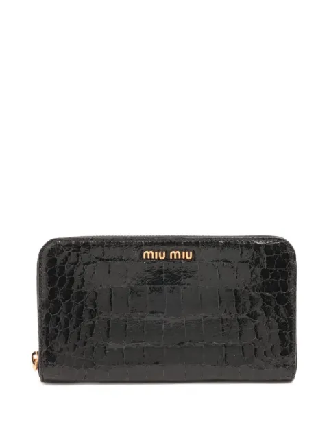 Miu Miu Pre-Owned crocodile-embossed leather zip wallet